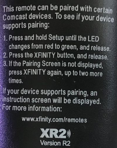 CONTROL REMOTO XFINITY / TX4CRB29A / XR2 VERSION R2 - Imagen 2